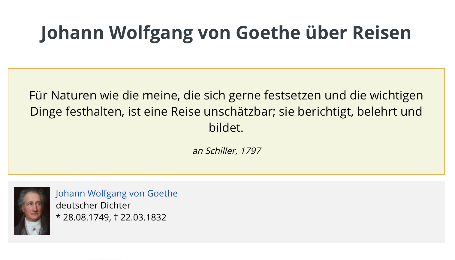 Goethe zum Thema Reisen